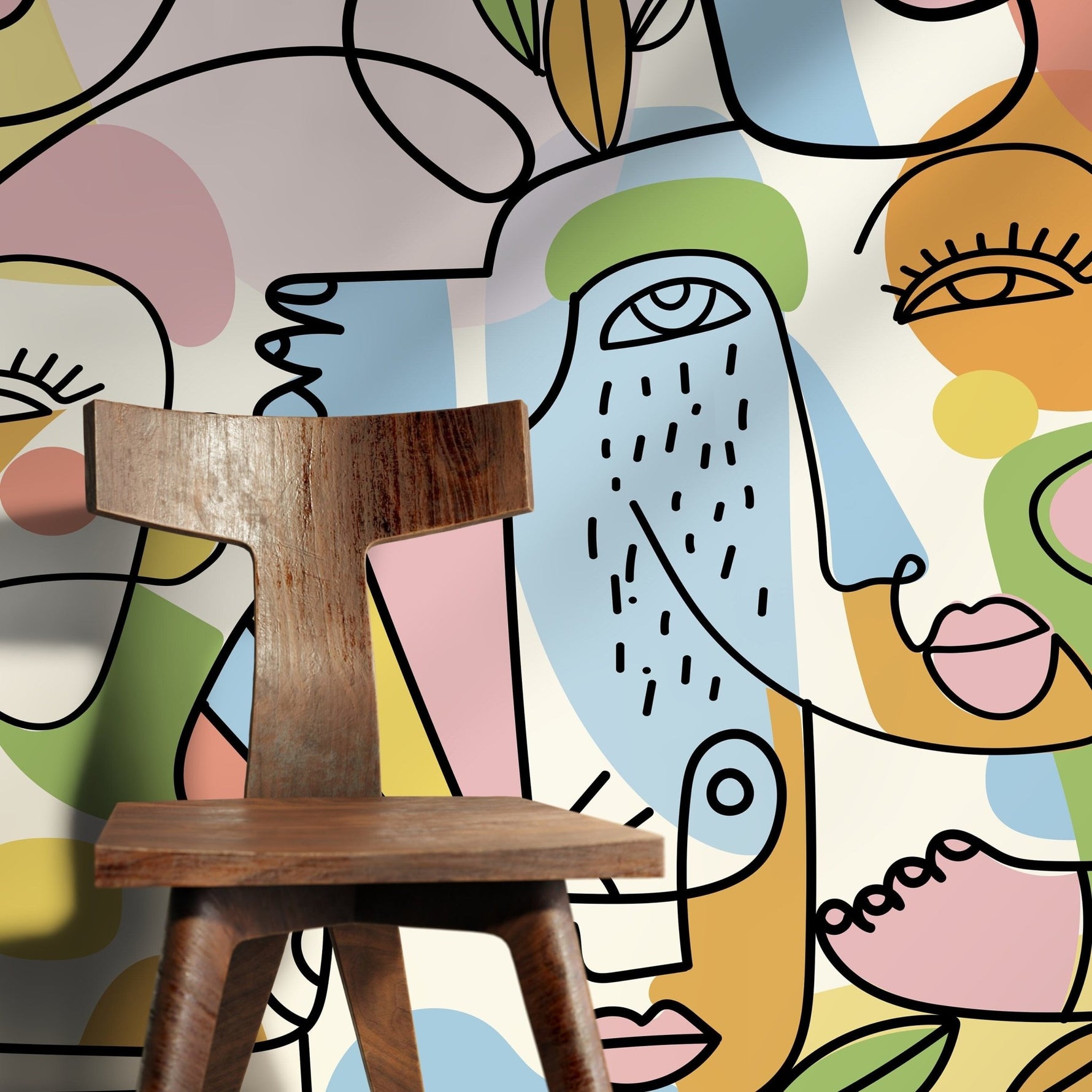 Abstract Faces Collage Wallpaper - D557 - WallTrend