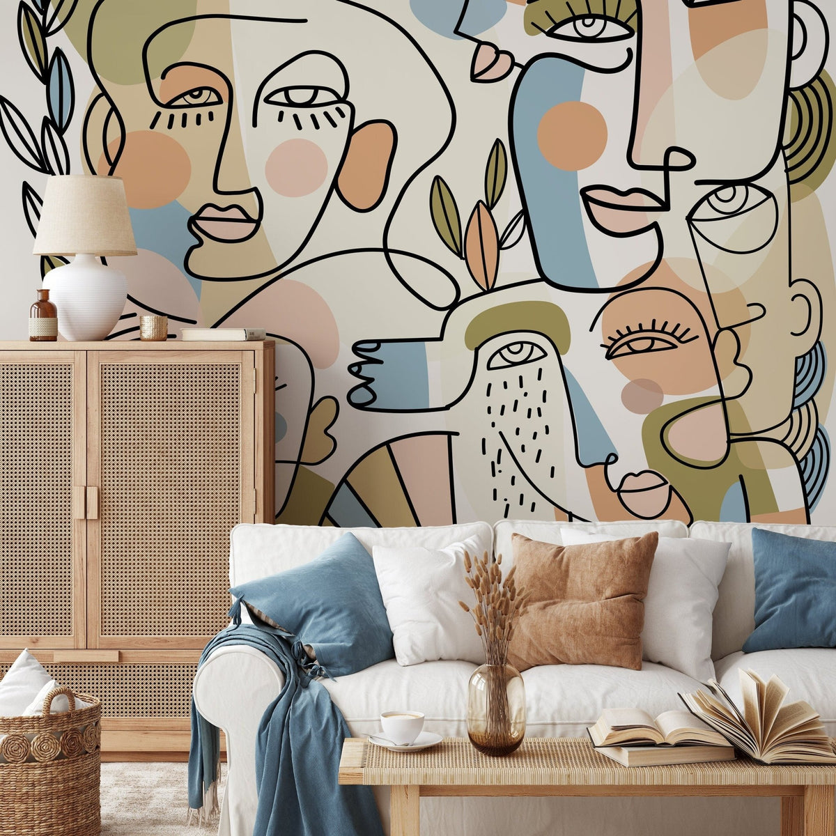 Abstract Faces Collage Wallpaper - D558 - WallTrend