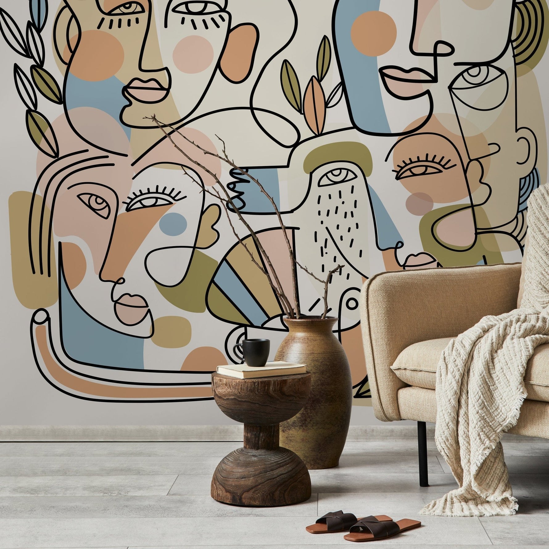 Abstract Faces Collage Wallpaper - D558 - WallTrend