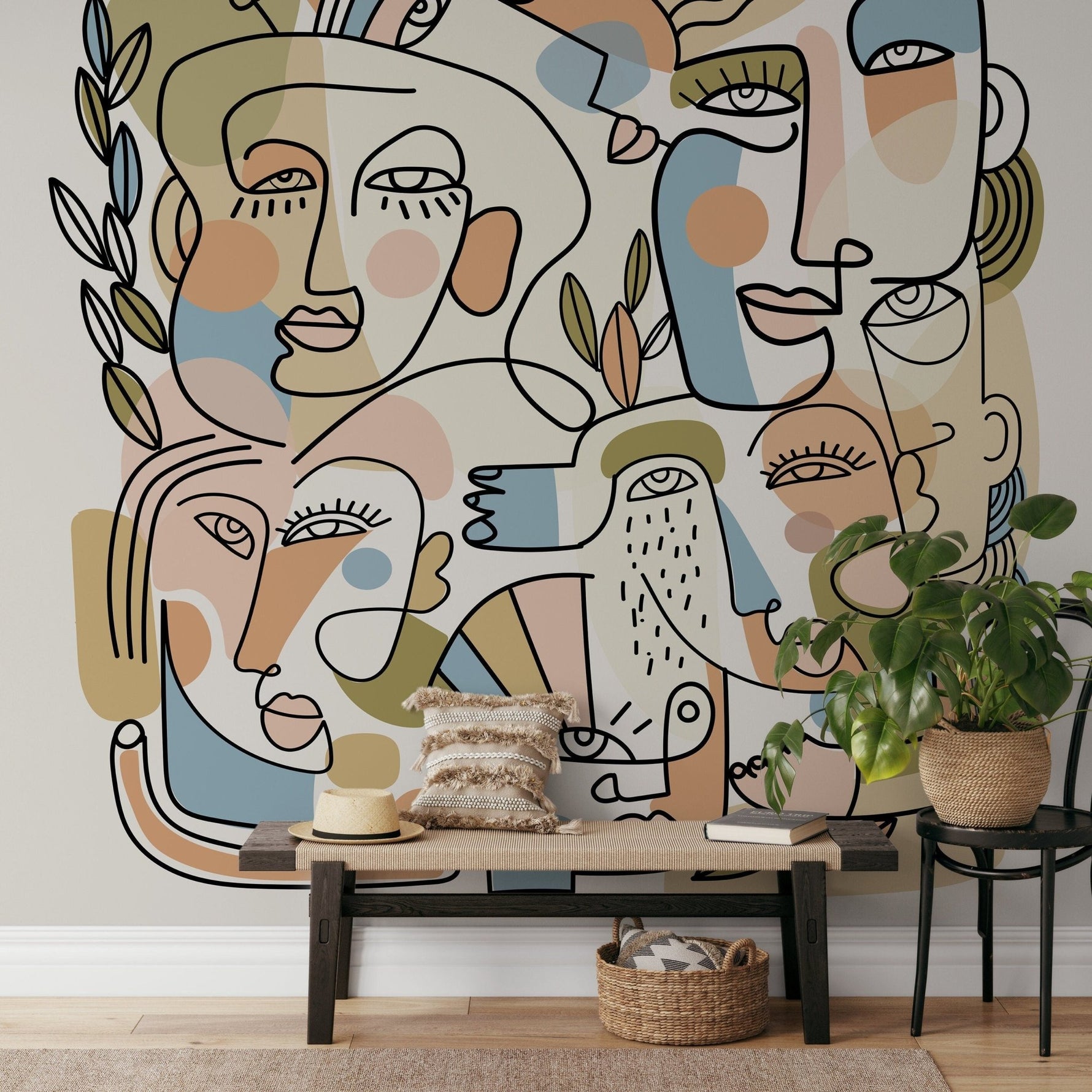 Abstract Faces Collage Wallpaper - D558 - WallTrend