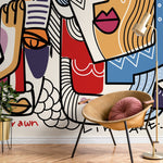 Abstract Faces Collage Wallpaper - D582 - WallTrend