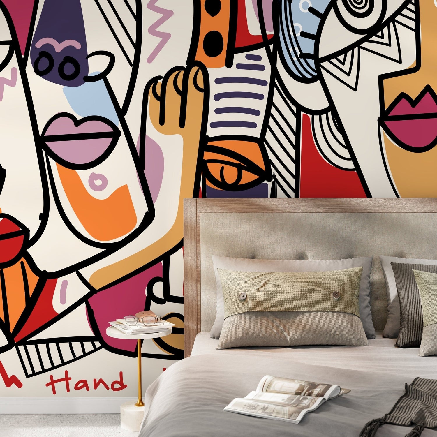 Abstract Faces Collage Wallpaper - D582 - WallTrend