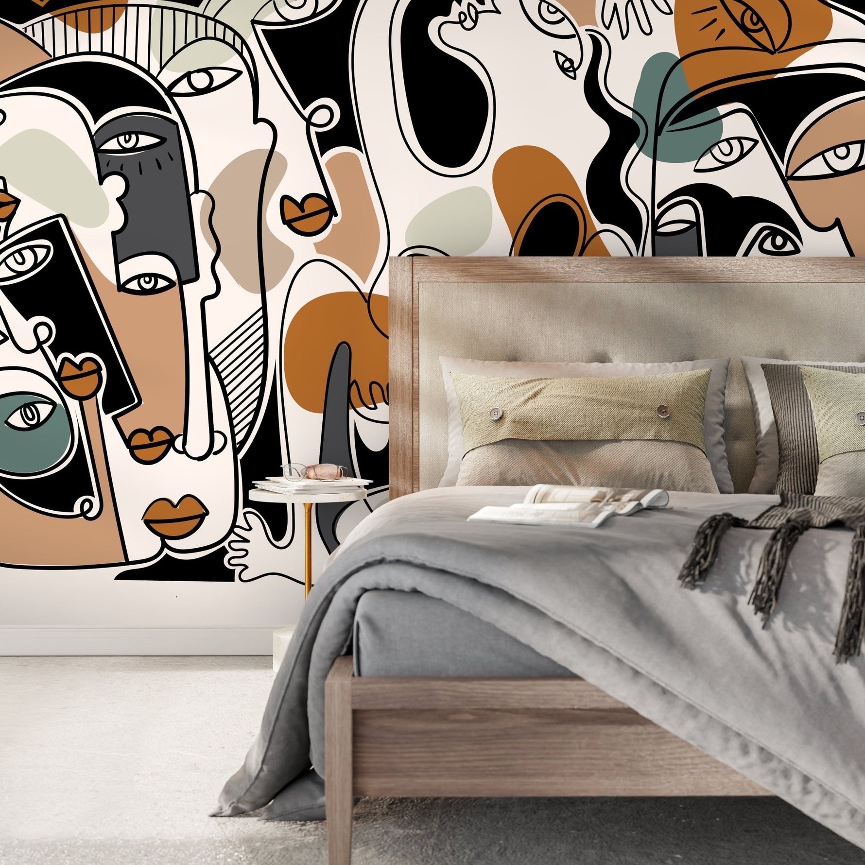 Abstract Faces Collage Wallpaper - D587 - WallTrend