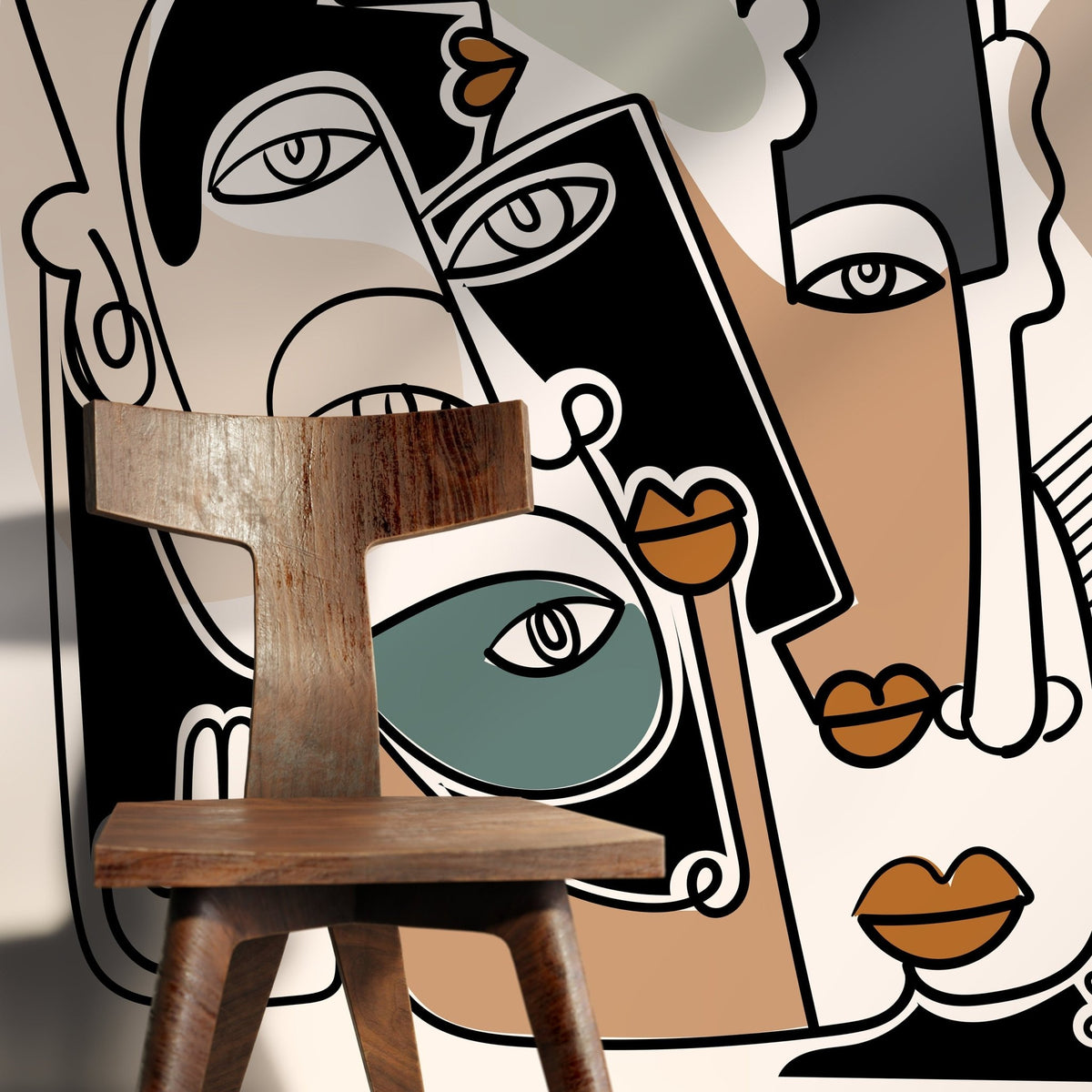 Abstract Faces Collage Wallpaper - D587 - WallTrend