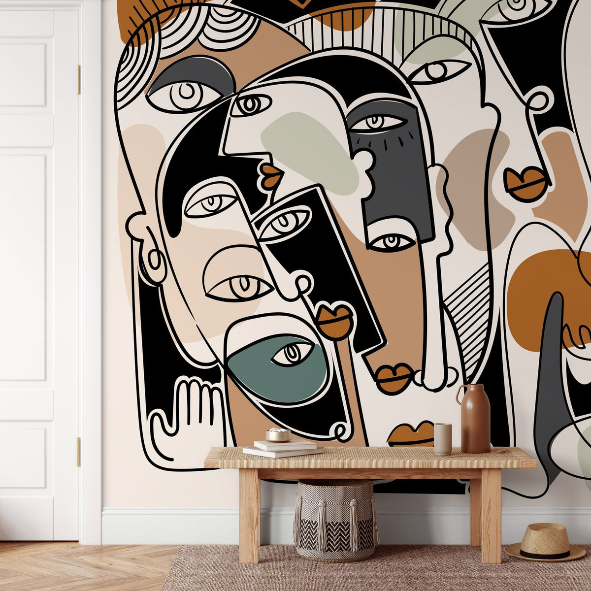 Abstract Faces Collage Wallpaper - D587 - WallTrend