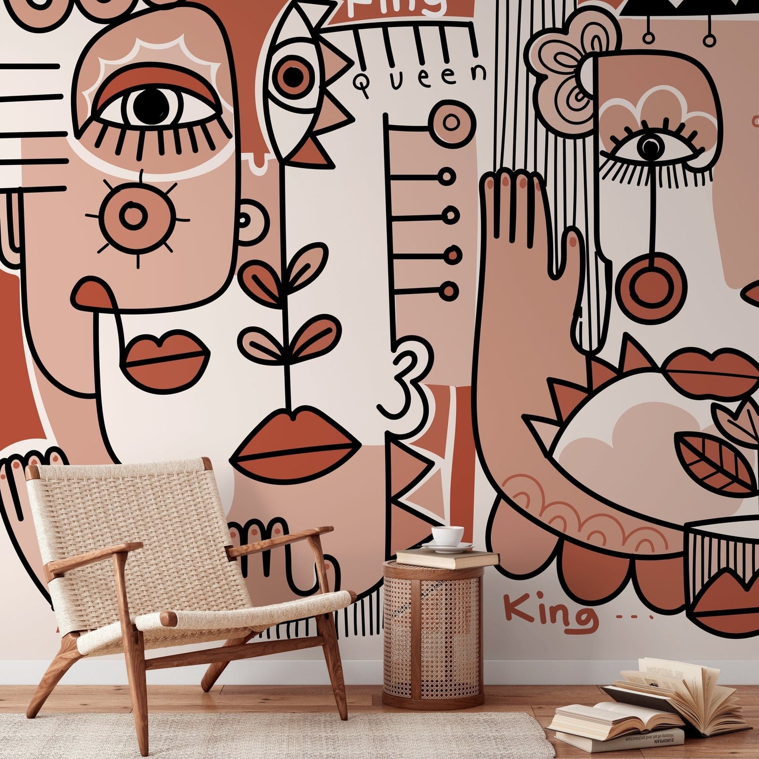 Abstract Faces Collage Wallpaper - D599 - WallTrend