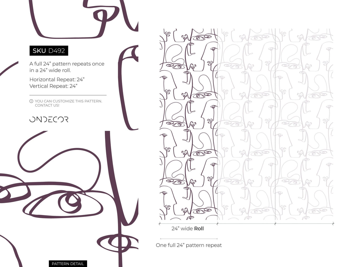 Abstract Faces Line Art Wallpaper - D492 - WallTrend