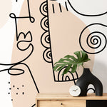 Abstract Faces Line Art Wallpaper - D602 - WallTrend