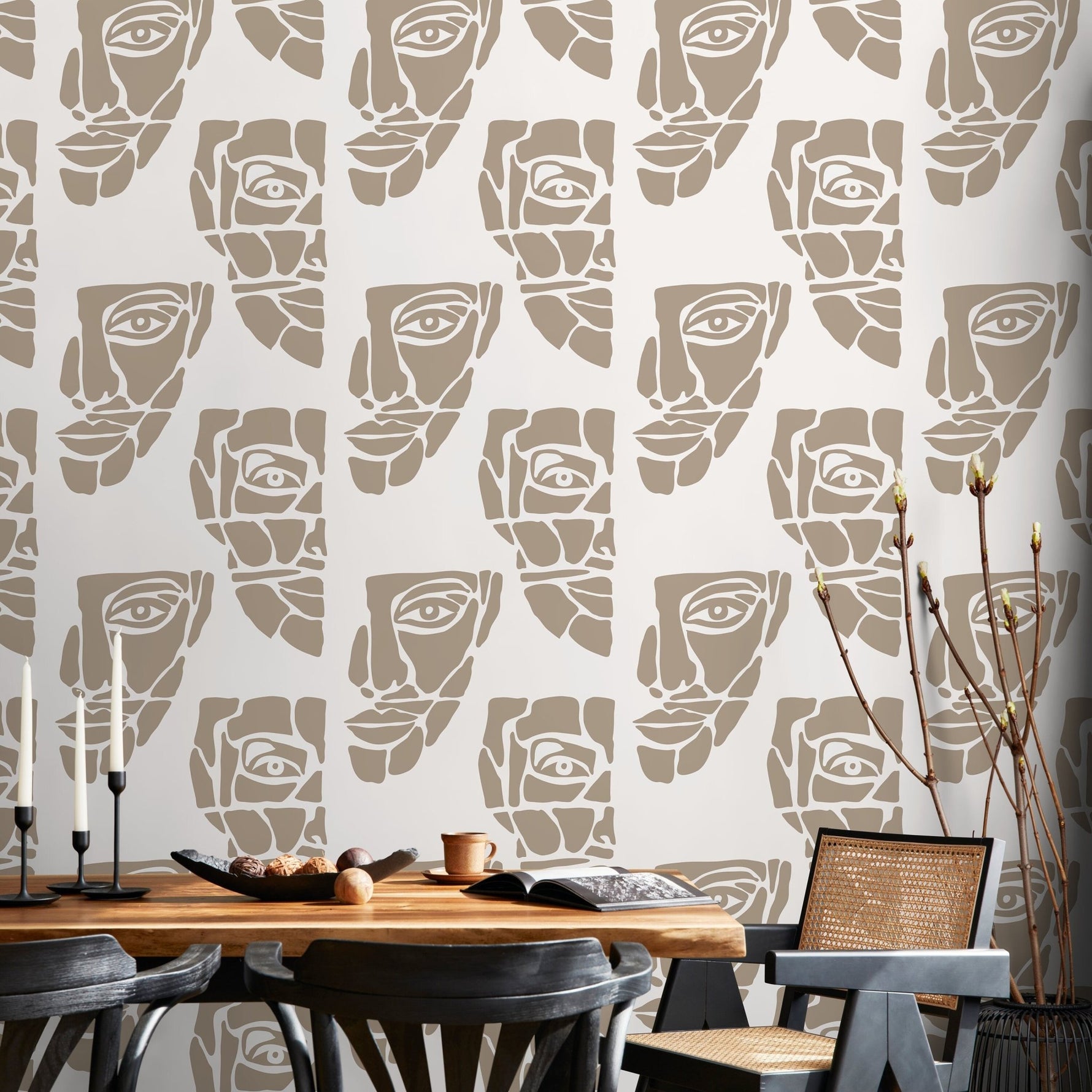 Abstract Faces Wallpaper - C245 - WallTrend