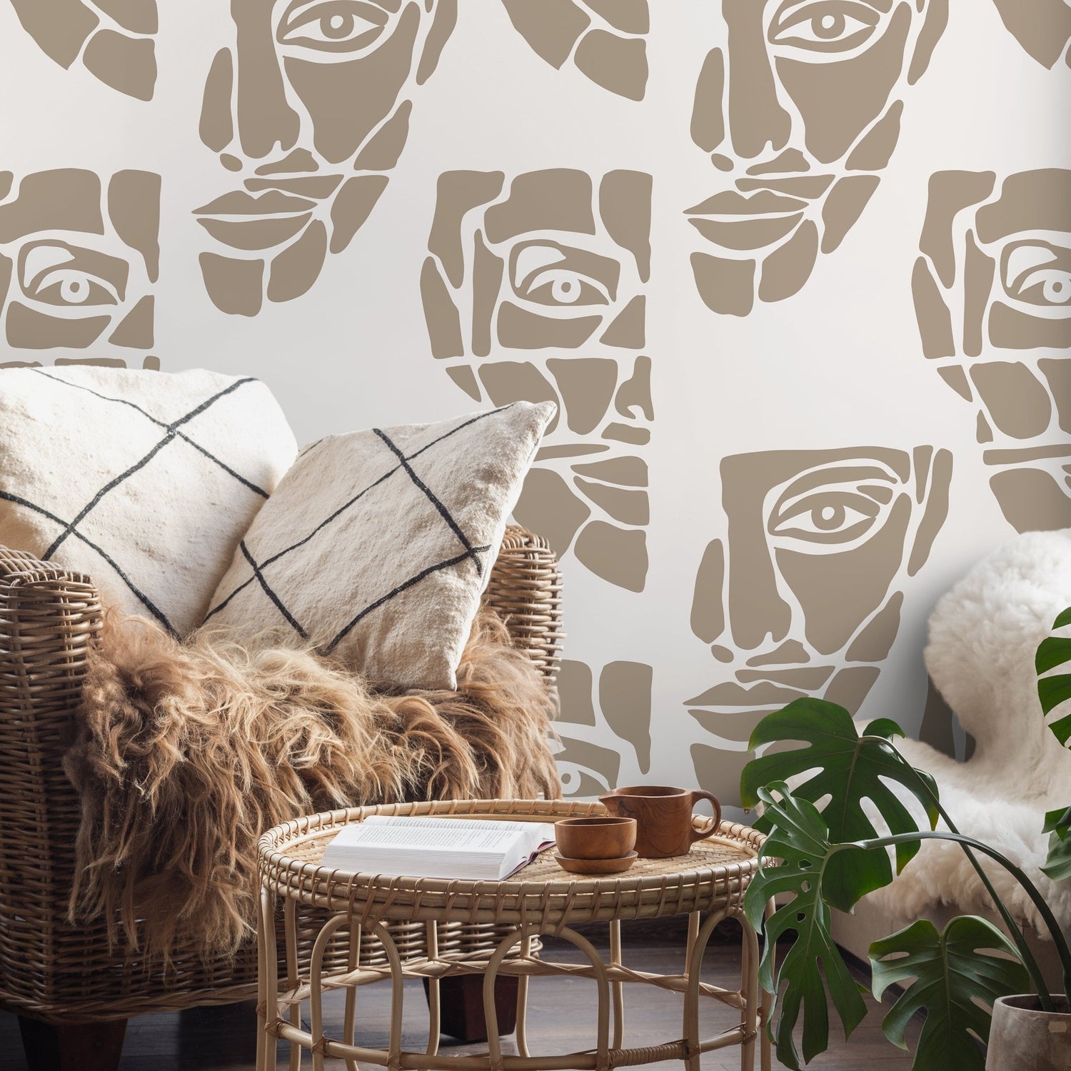 Abstract Faces Wallpaper - C245 - WallTrend