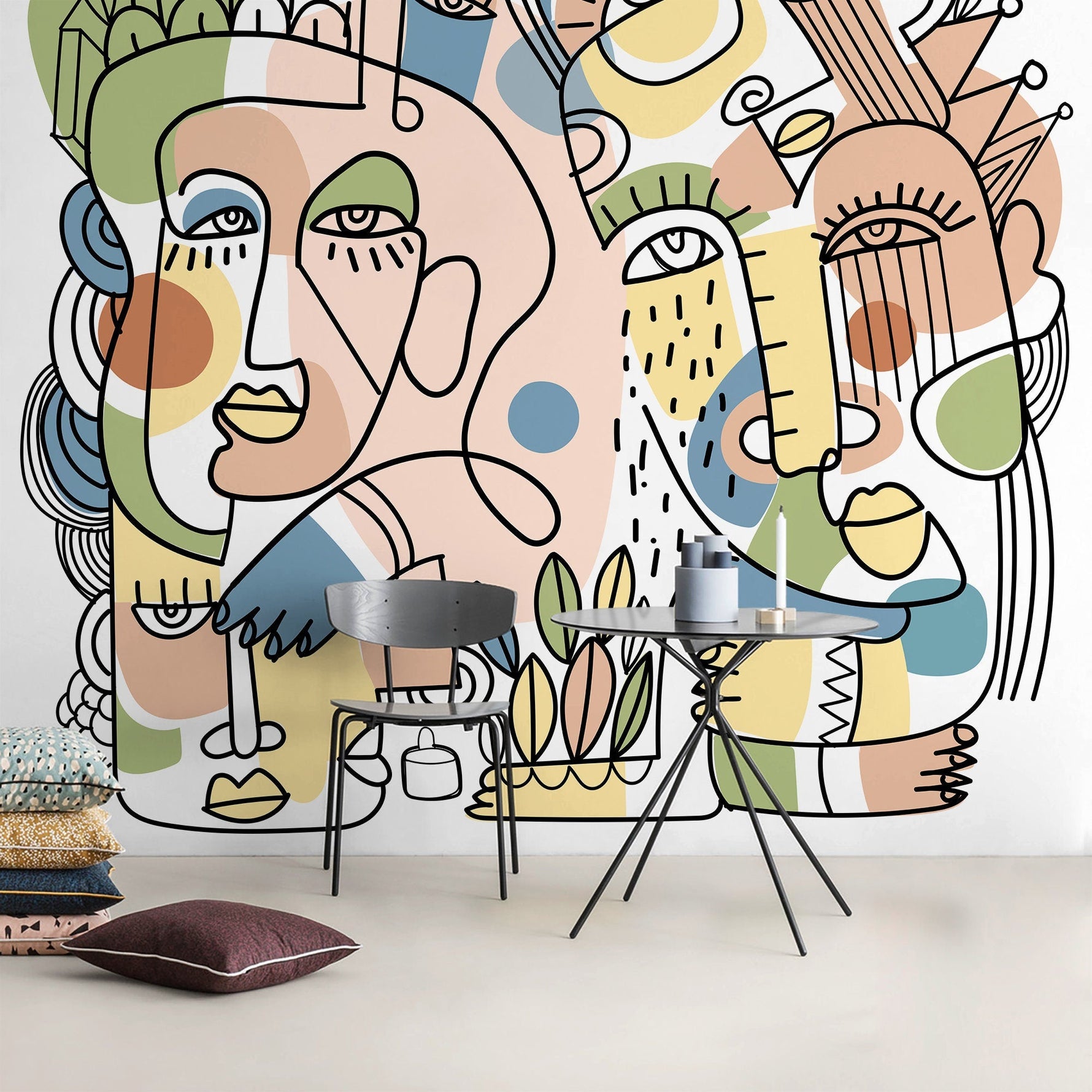 Abstract Faces Wallpaper - D555 - WallTrend