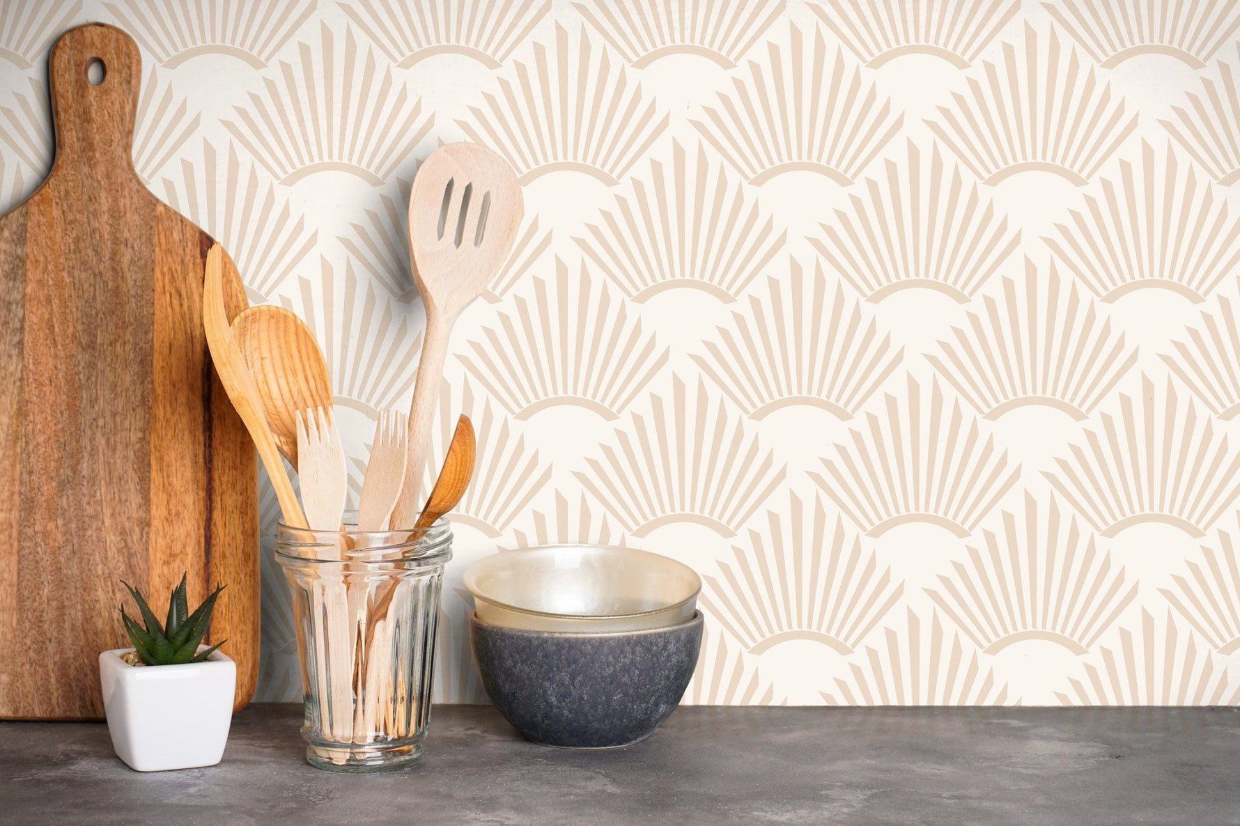 Abstract Fan Pattern Wallpaper - C552 - WallTrend