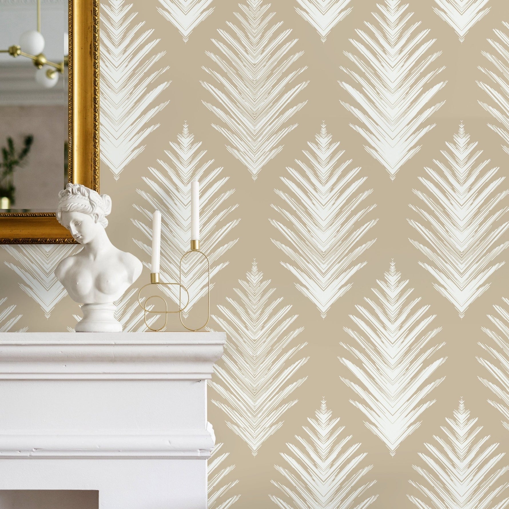 Abstract Feather Herringbone Wallpaper - C604 - WallTrend