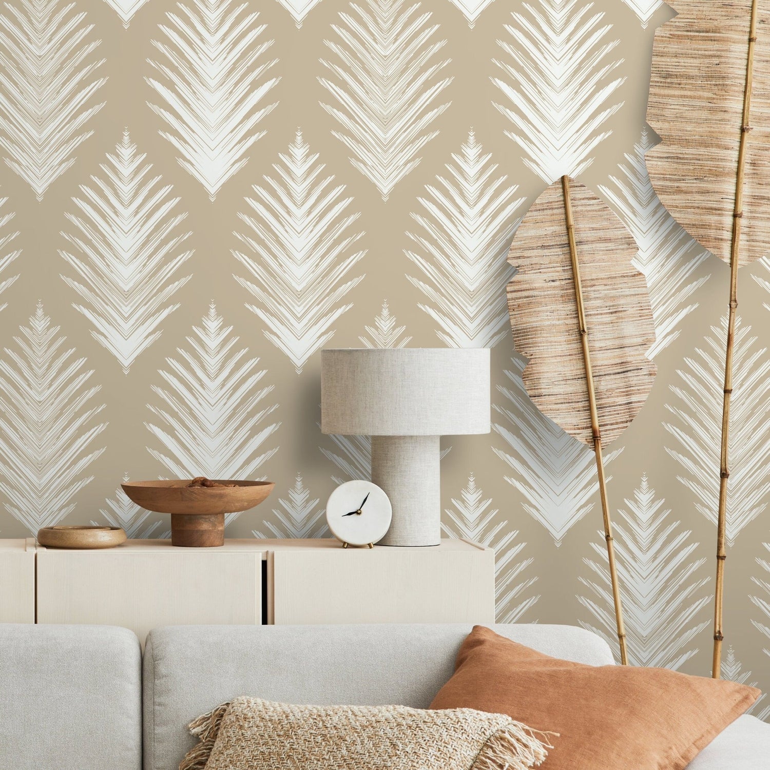 Abstract Feather Herringbone Wallpaper - C604 - WallTrend