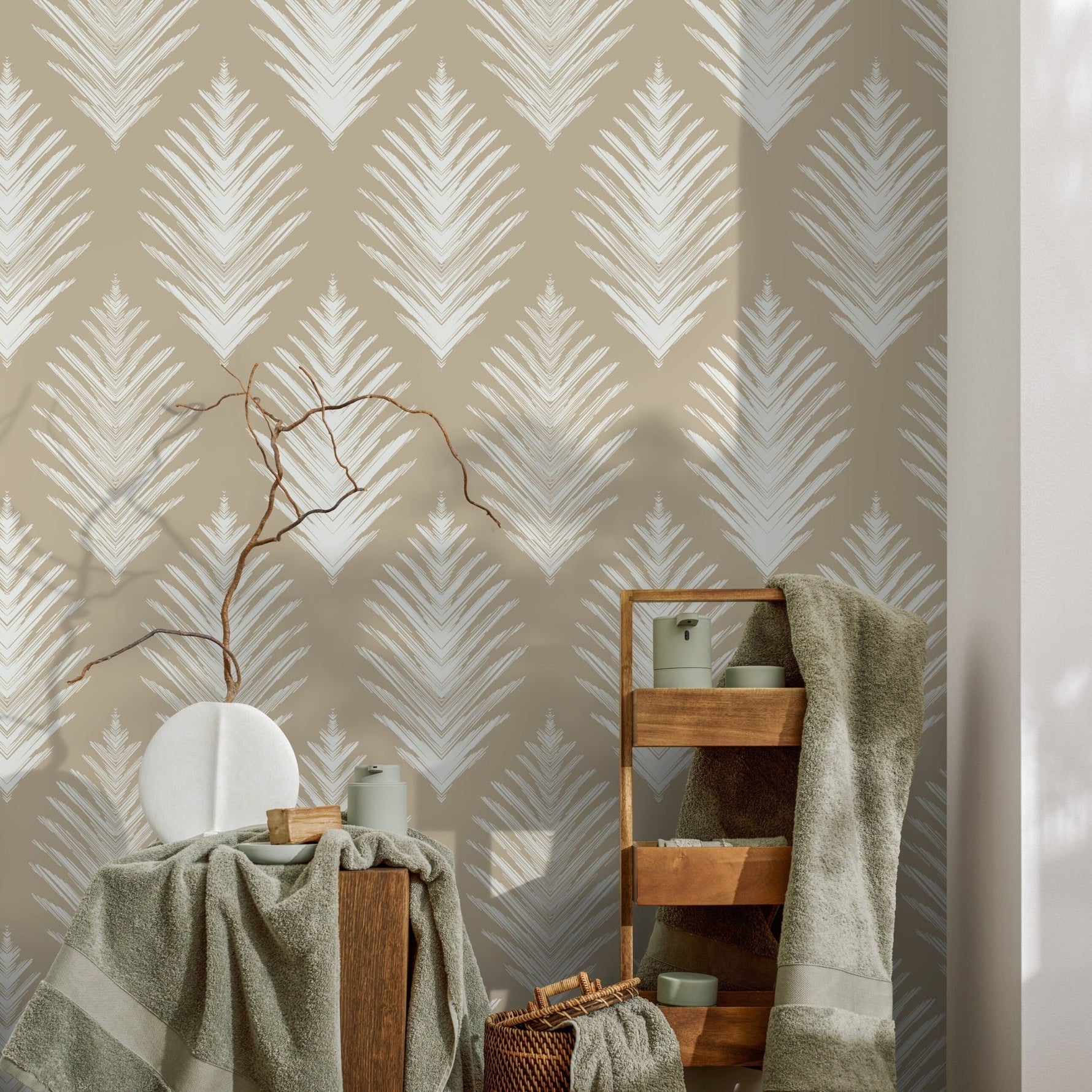 Abstract Feather Herringbone Wallpaper - C604 - WallTrend