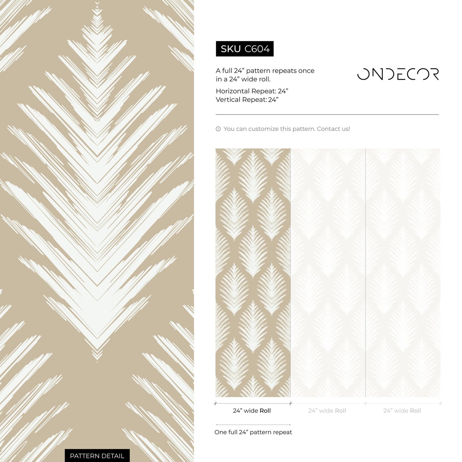 Abstract Feather Herringbone Wallpaper - C604 - WallTrend