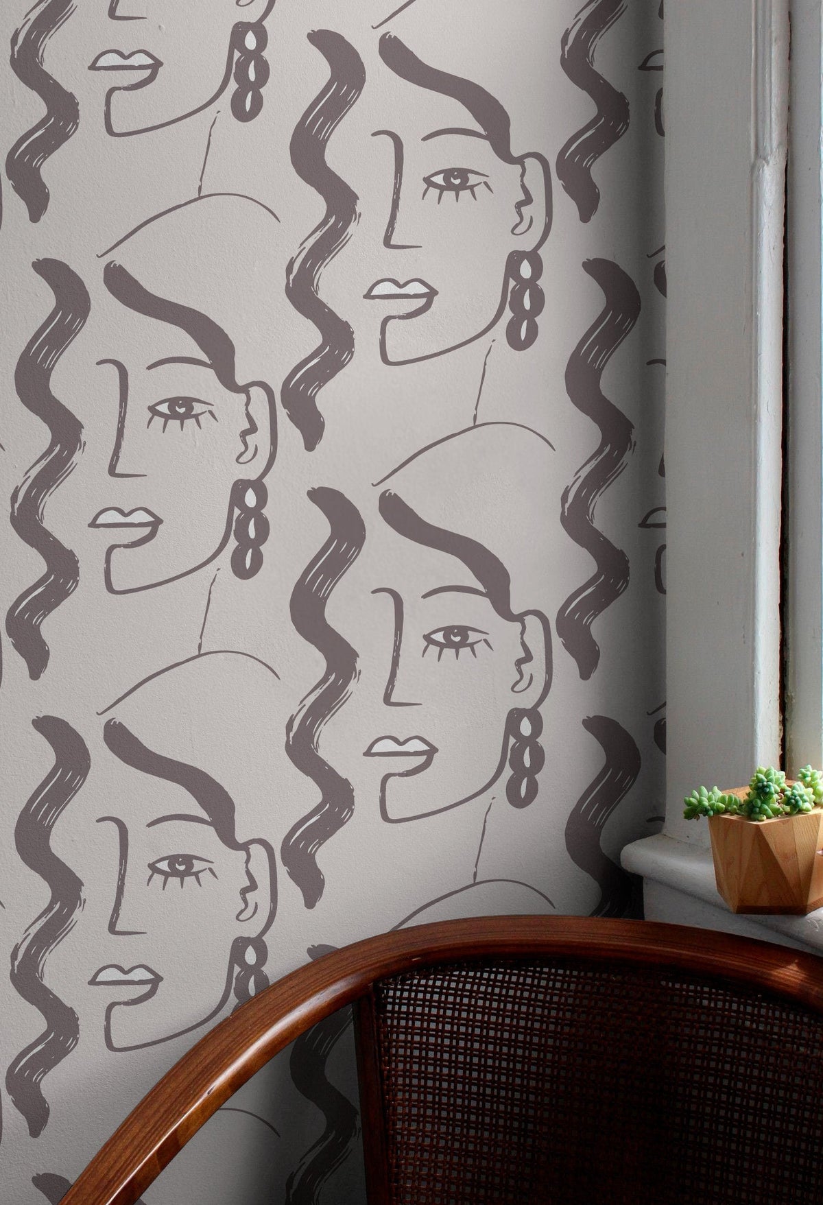 Abstract Feminine Faces Wallpaper - C093 - WallTrend