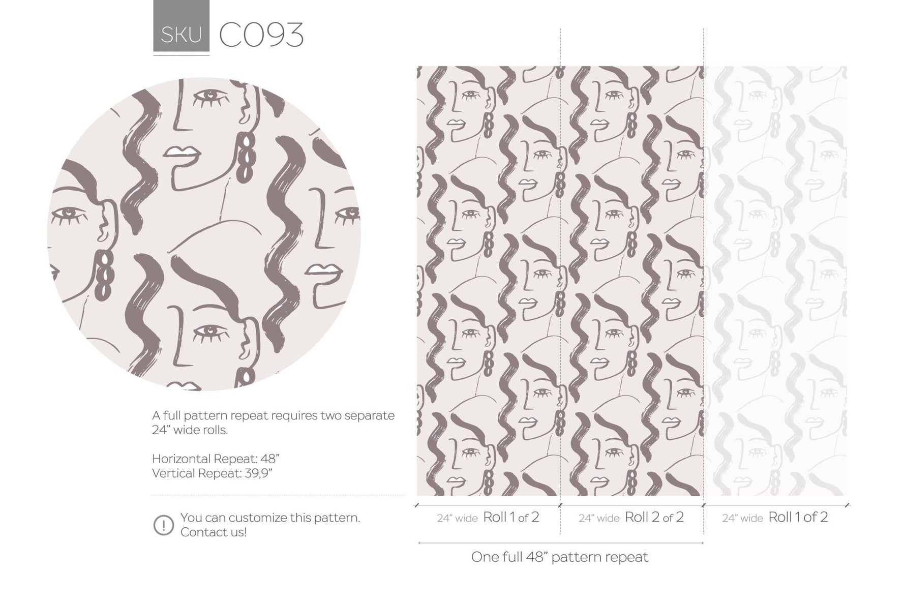 Abstract Feminine Faces Wallpaper - C093 - WallTrend