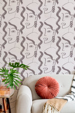 Abstract Feminine Faces Wallpaper - C093 - WallTrend