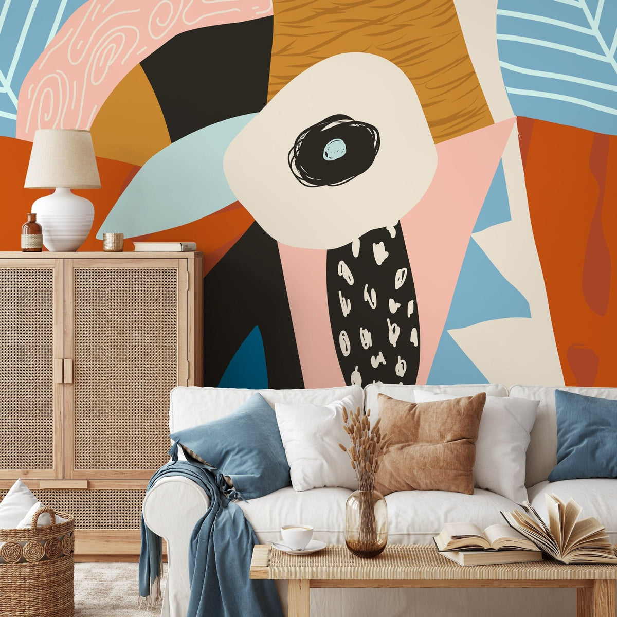 Abstract Figures Wallpaper - Removable Wallpaper Peel and Stick Wallpaper Wall Paper Wall Mural - D995 - WallTrend