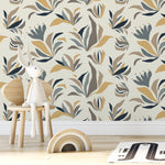 Abstract Floral and Leaf Wallpaper Modern Wallpaper Peel and Stick and Traditional Wallpaper - D725 - WallTrend