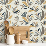 Abstract Floral and Leaf Wallpaper Modern Wallpaper Peel and Stick and Traditional Wallpaper - D725 - WallTrend