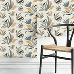 Abstract Floral and Leaf Wallpaper Modern Wallpaper Peel and Stick and Traditional Wallpaper - D725 - WallTrend