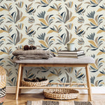 Abstract Floral and Leaf Wallpaper Modern Wallpaper Peel and Stick and Traditional Wallpaper - D725 - WallTrend