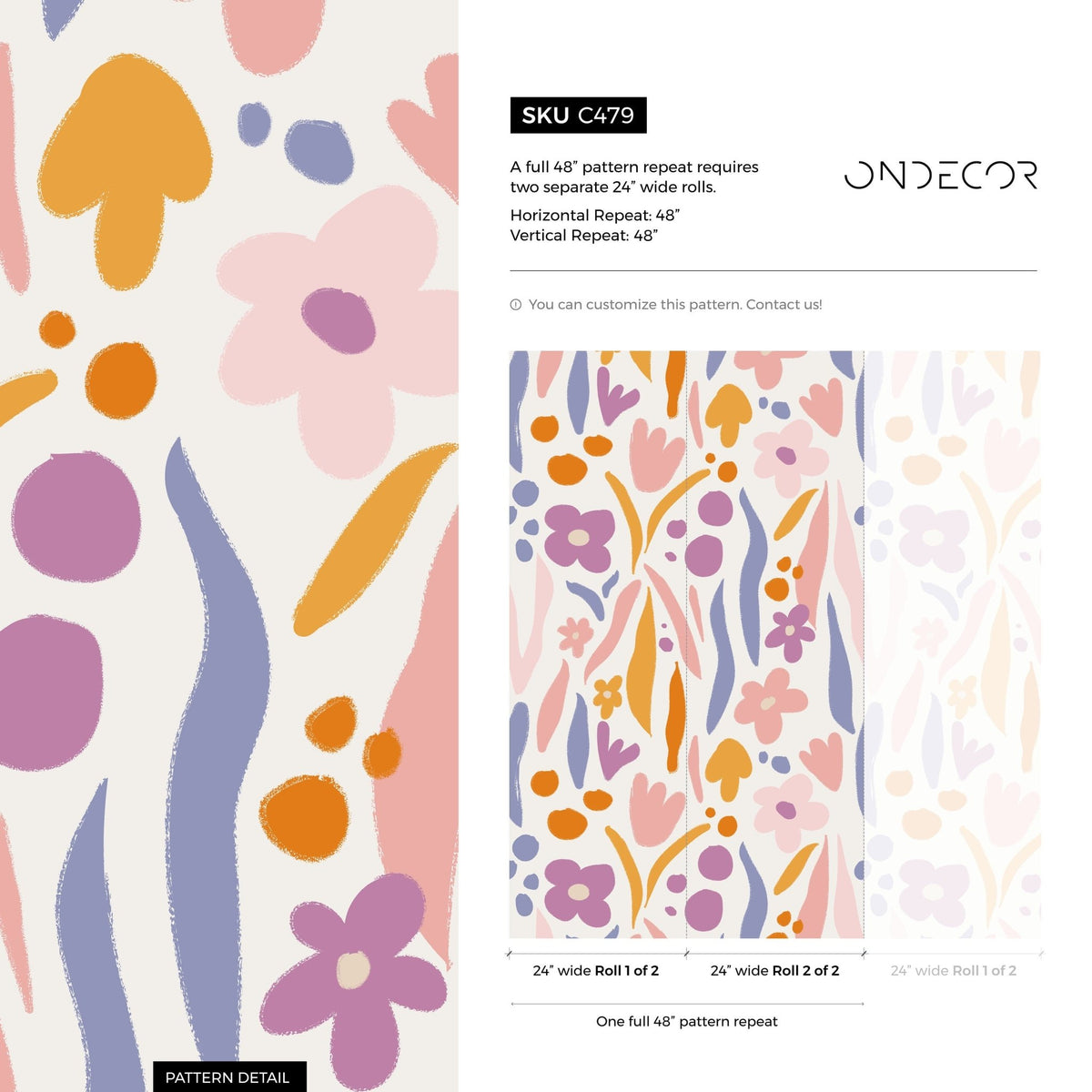 Abstract Floral Harmony Wallpaper - C479 - WallTrend