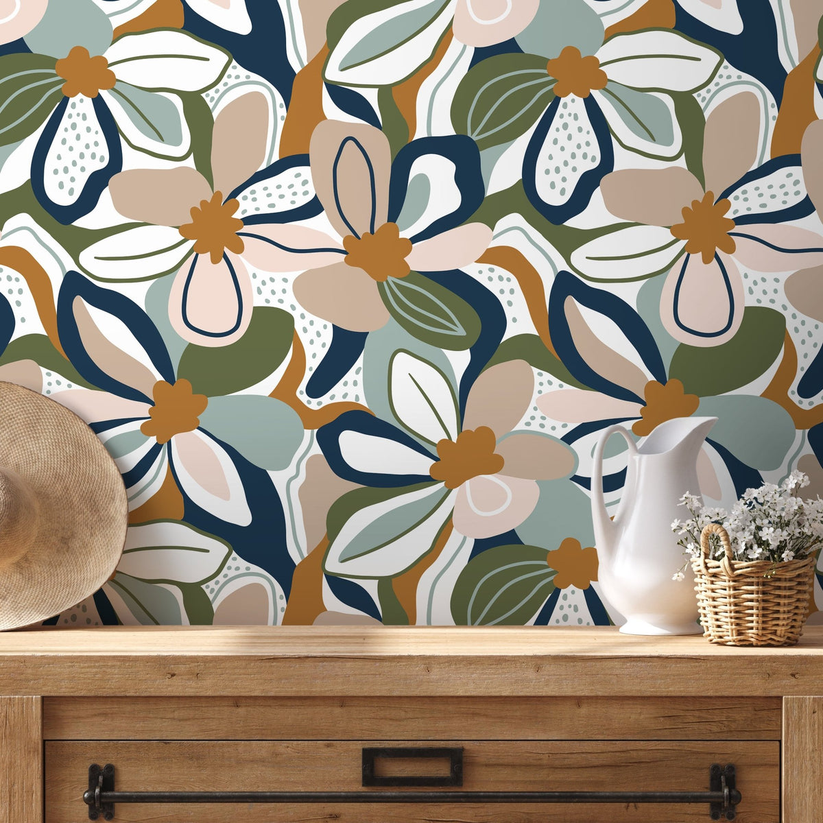 Abstract Floral Harmony Wallpaper - D657 - WallTrend