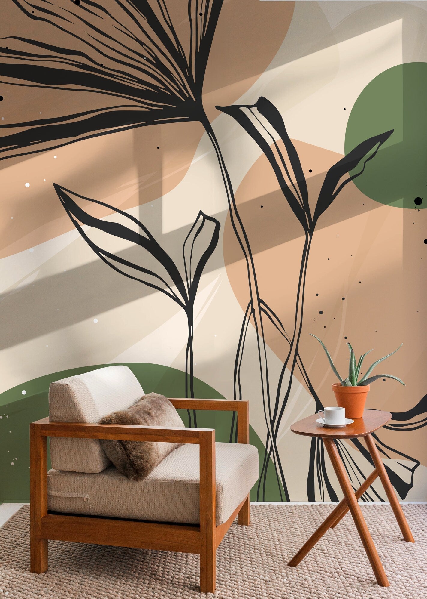 Abstract Floral Illustration Wallpaper - B955 - WallTrend