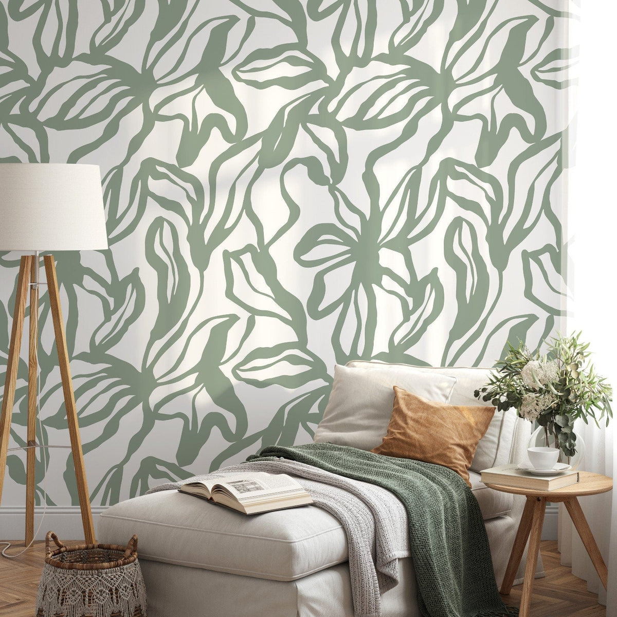 Abstract Floral Silhouette Wallpaper - D288 - WallTrend