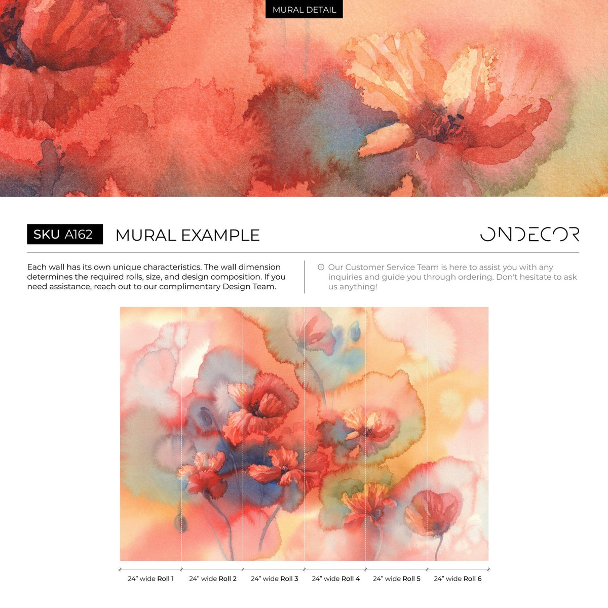 Abstract Floral Watercolor Wallpaper - A162 - WallTrend