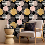 Abstract Geometric Contrast Wallpaper - A855 - WallTrend