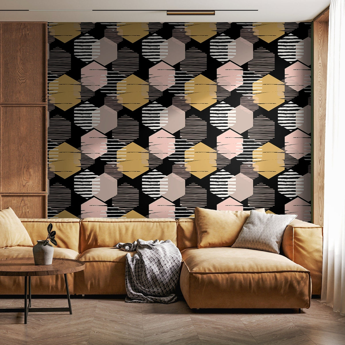 Abstract Geometric Contrast Wallpaper - A855 - WallTrend