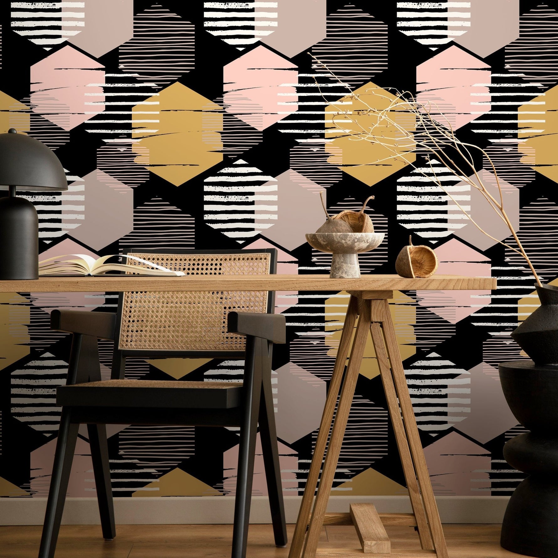 Abstract Geometric Contrast Wallpaper - A855 - WallTrend