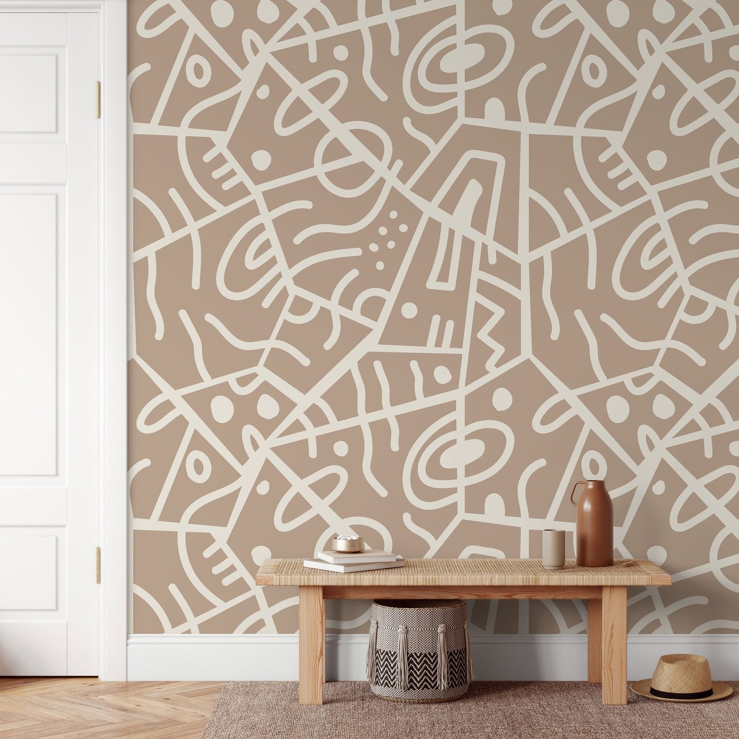 Abstract Geometric Doodles Wallpaper - D552 - WallTrend