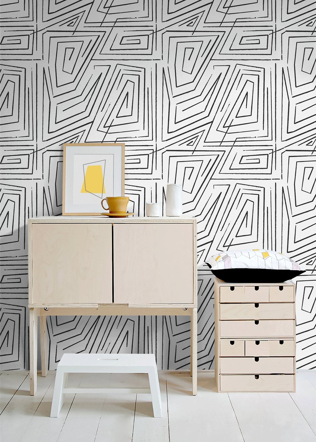 Abstract Geometric Maze Wallpaper - C528 - WallTrend