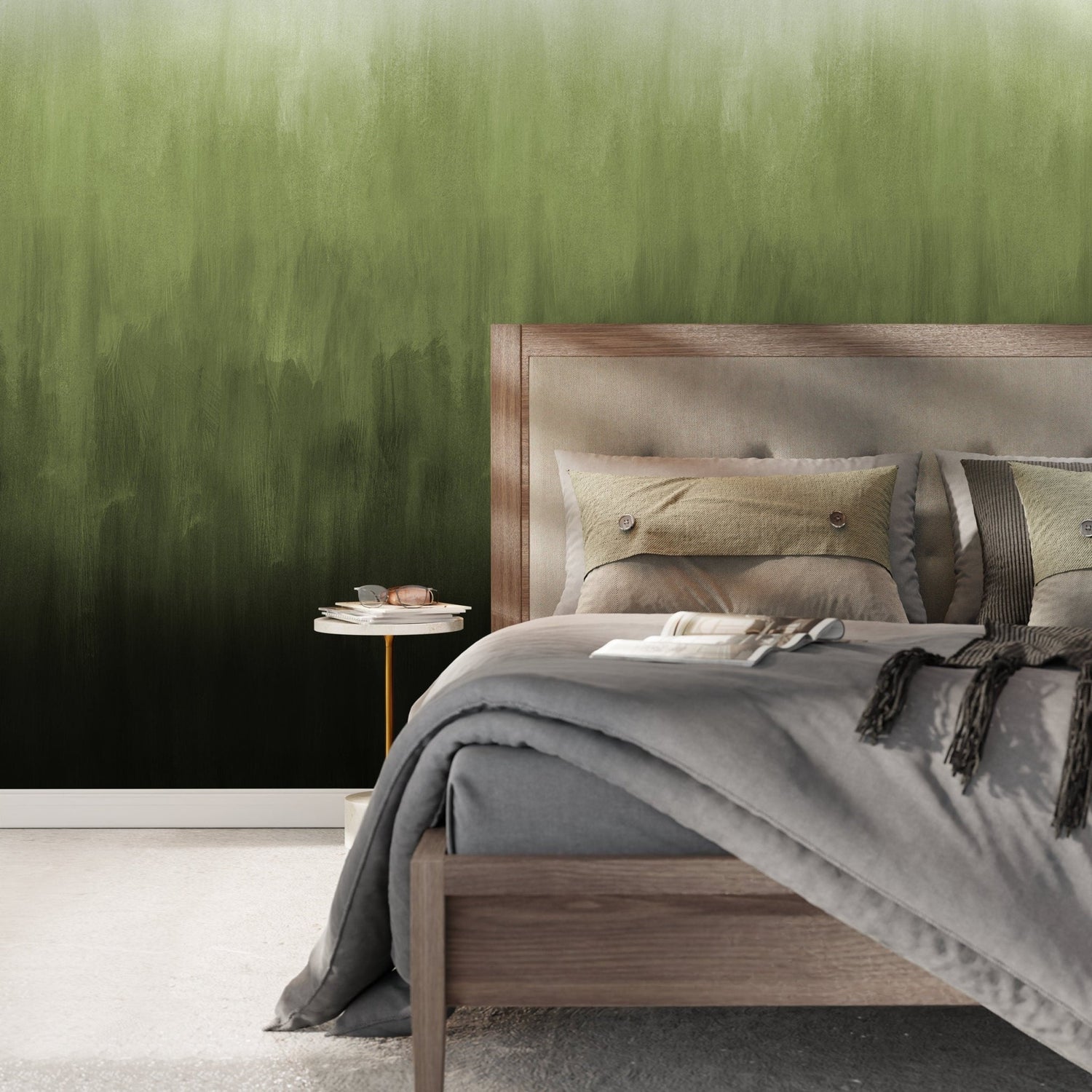 Abstract Green Brushstrokes Wallpaper - X160 - WallTrend