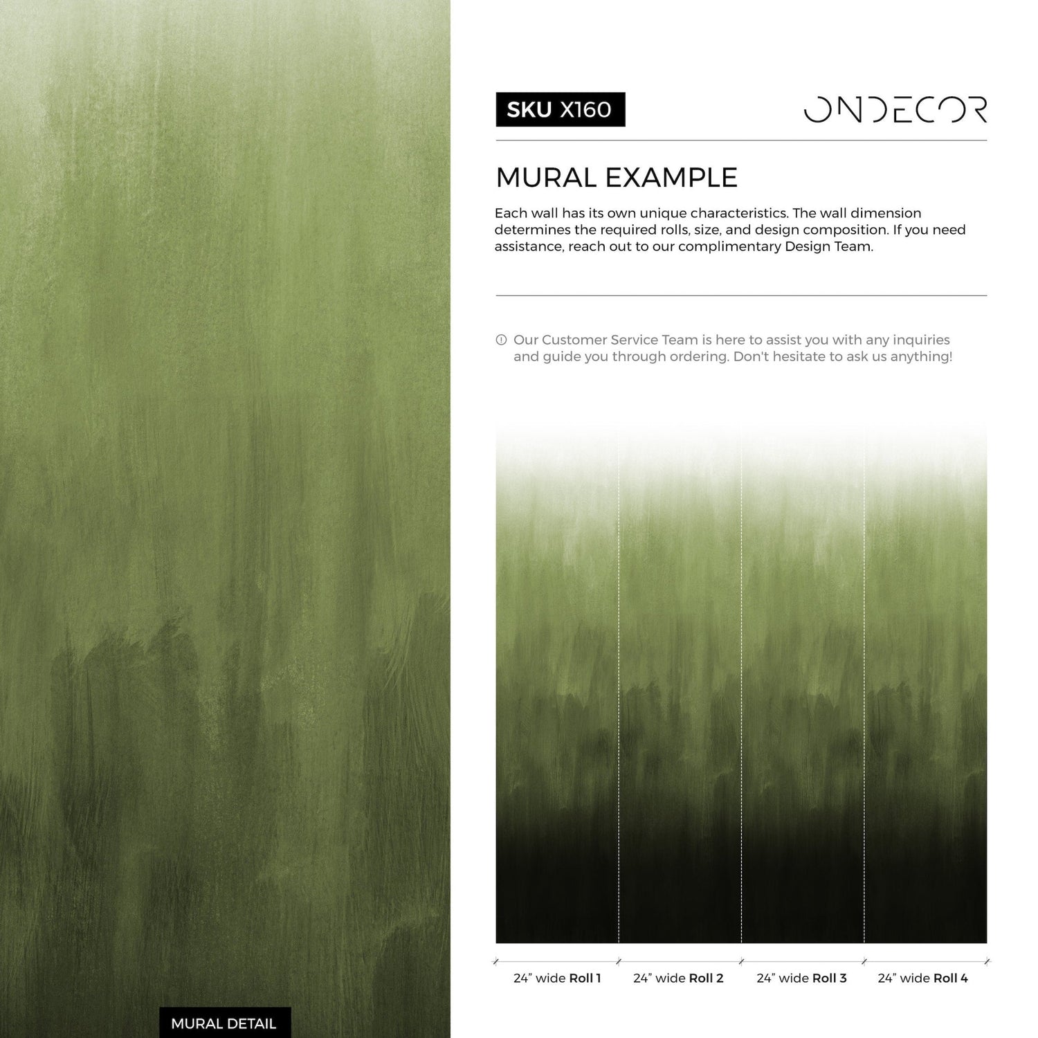 Abstract Green Brushstrokes Wallpaper - X160 - WallTrend