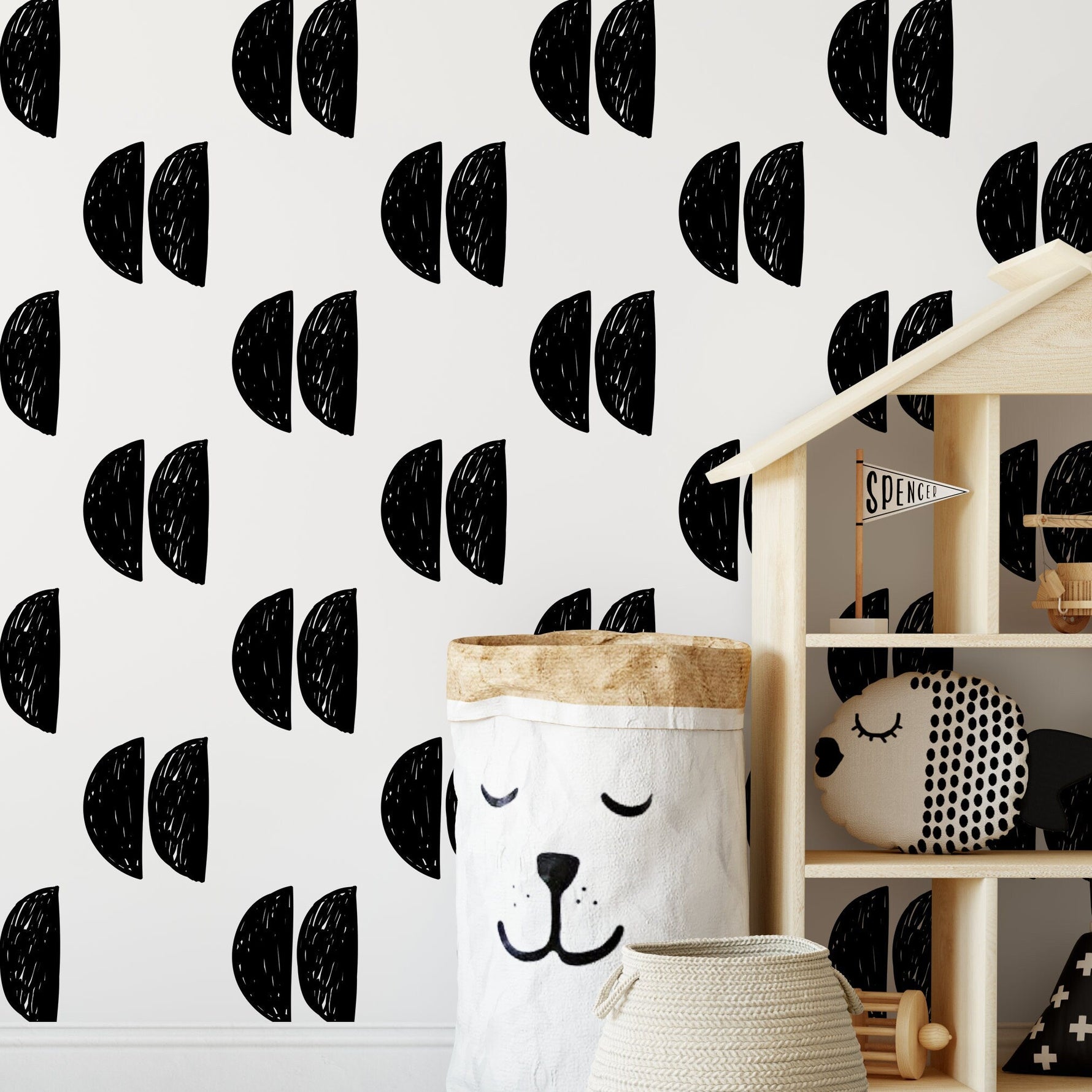 Abstract Half - Moon Pattern Wallpaper - B068 - WallTrend