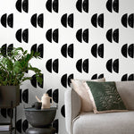 Abstract Half - Moon Pattern Wallpaper - B068 - WallTrend