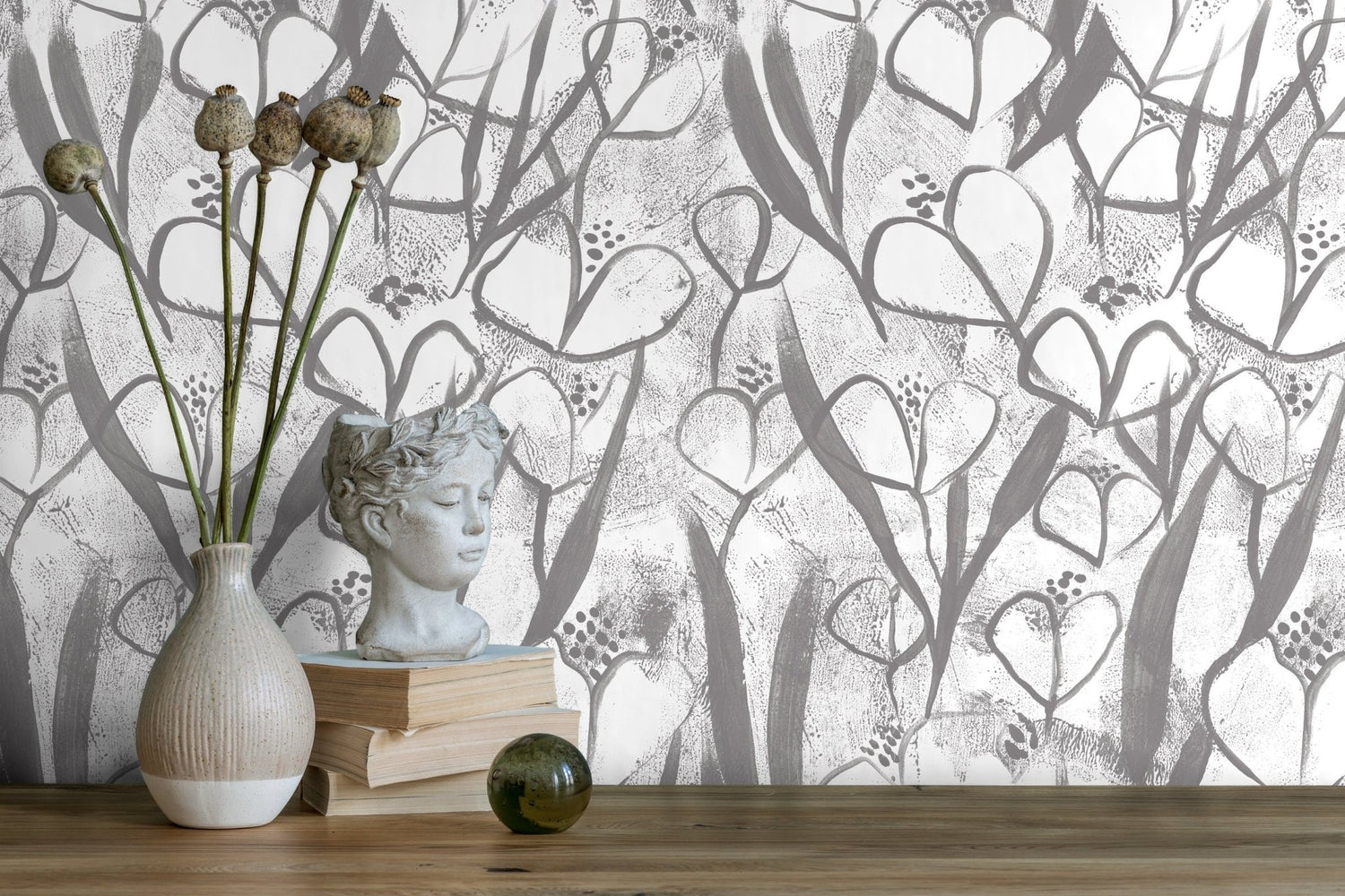 Abstract Heart Sketch Wallpaper - X191 - WallTrend