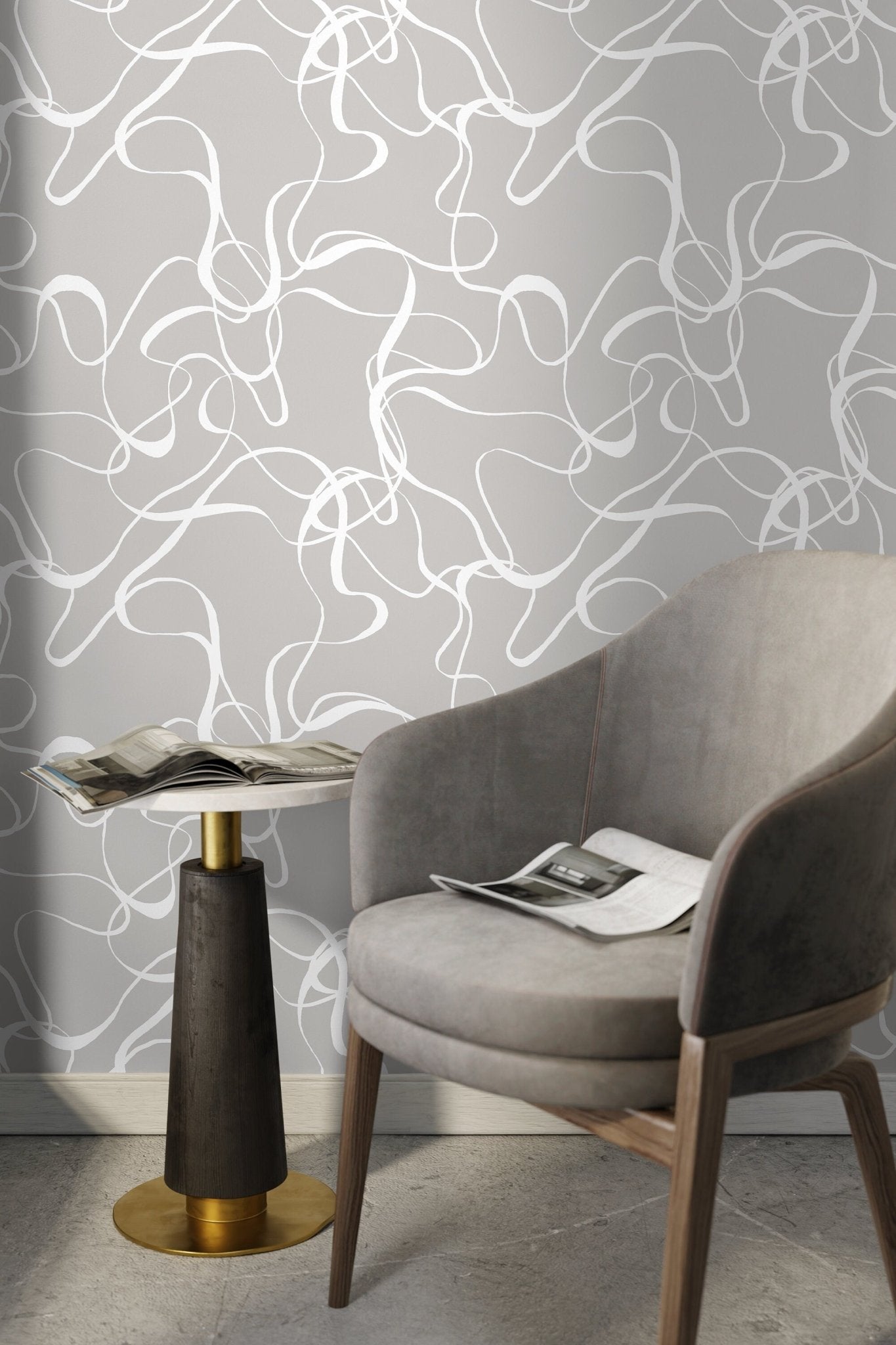 Abstract Ink Swirls Wallpaper - SKU C661 - WallTrend