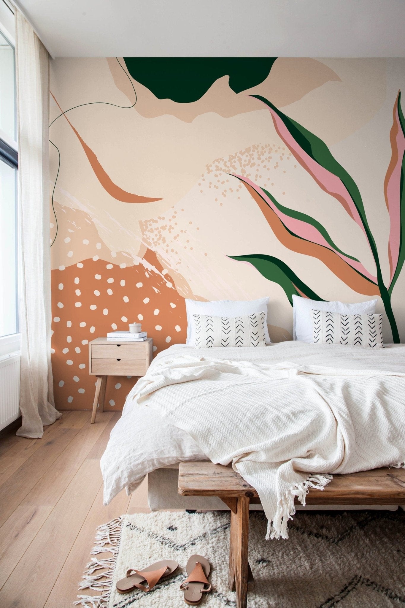 Abstract Leaf Motif Wallpaper - C055 - WallTrend