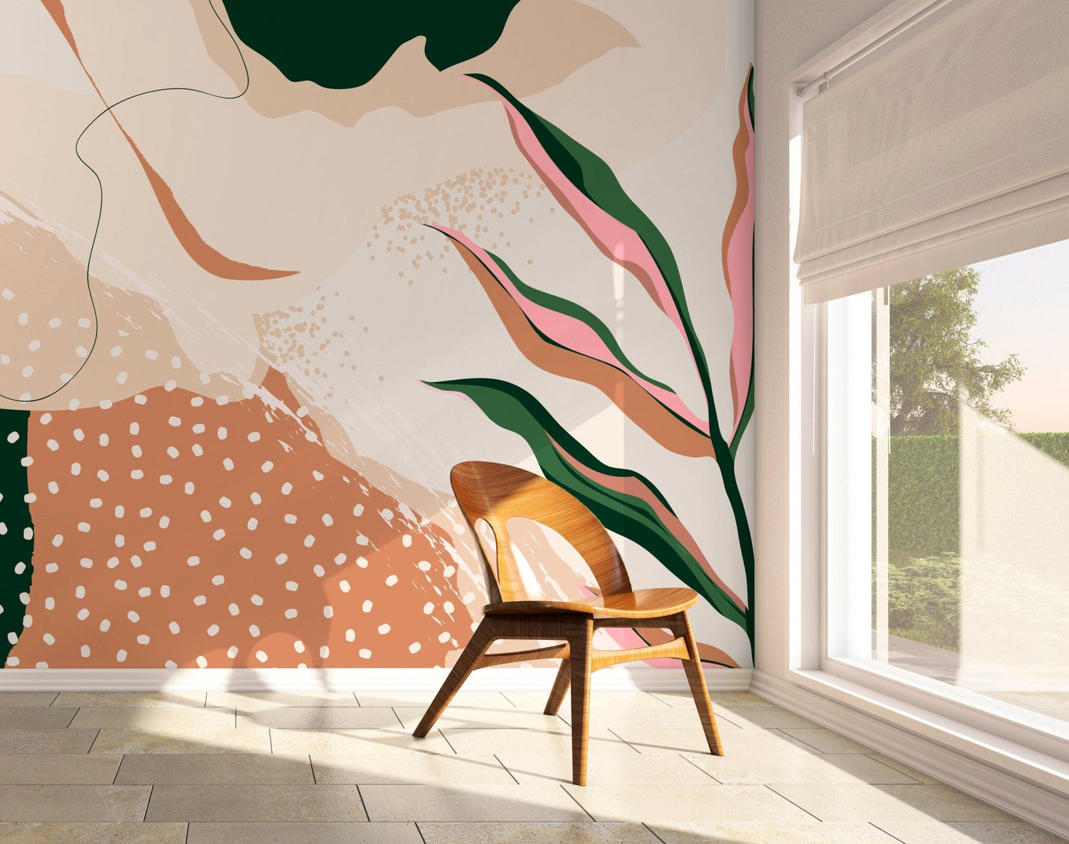 Abstract Leaf Motif Wallpaper - C055 - WallTrend