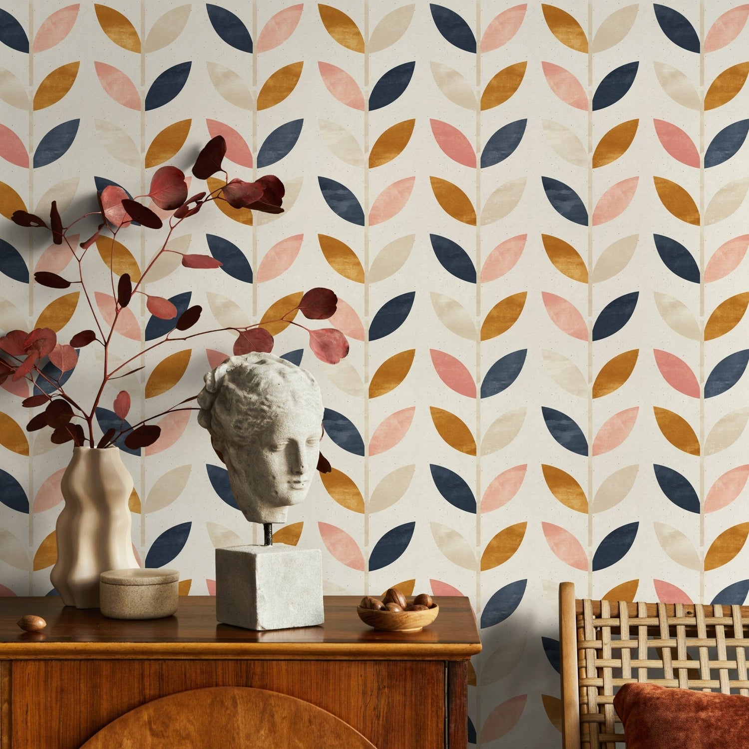 Abstract Leaf Pattern Wallpaper - A096 - WallTrend