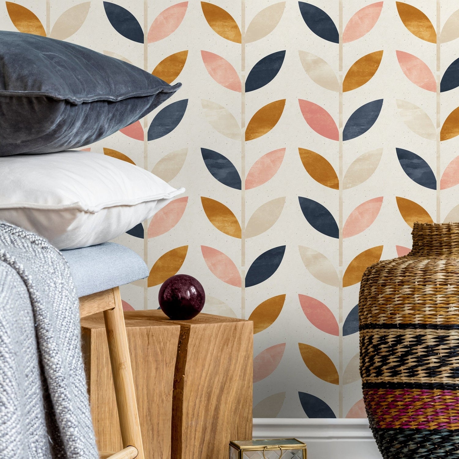 Abstract Leaf Pattern Wallpaper - A096 - WallTrend