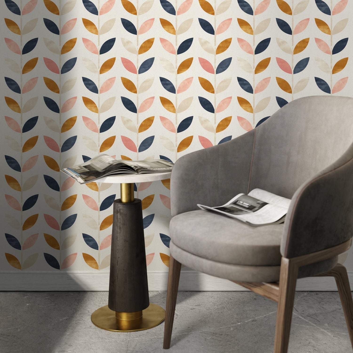 Abstract Leaf Pattern Wallpaper - A096 - WallTrend