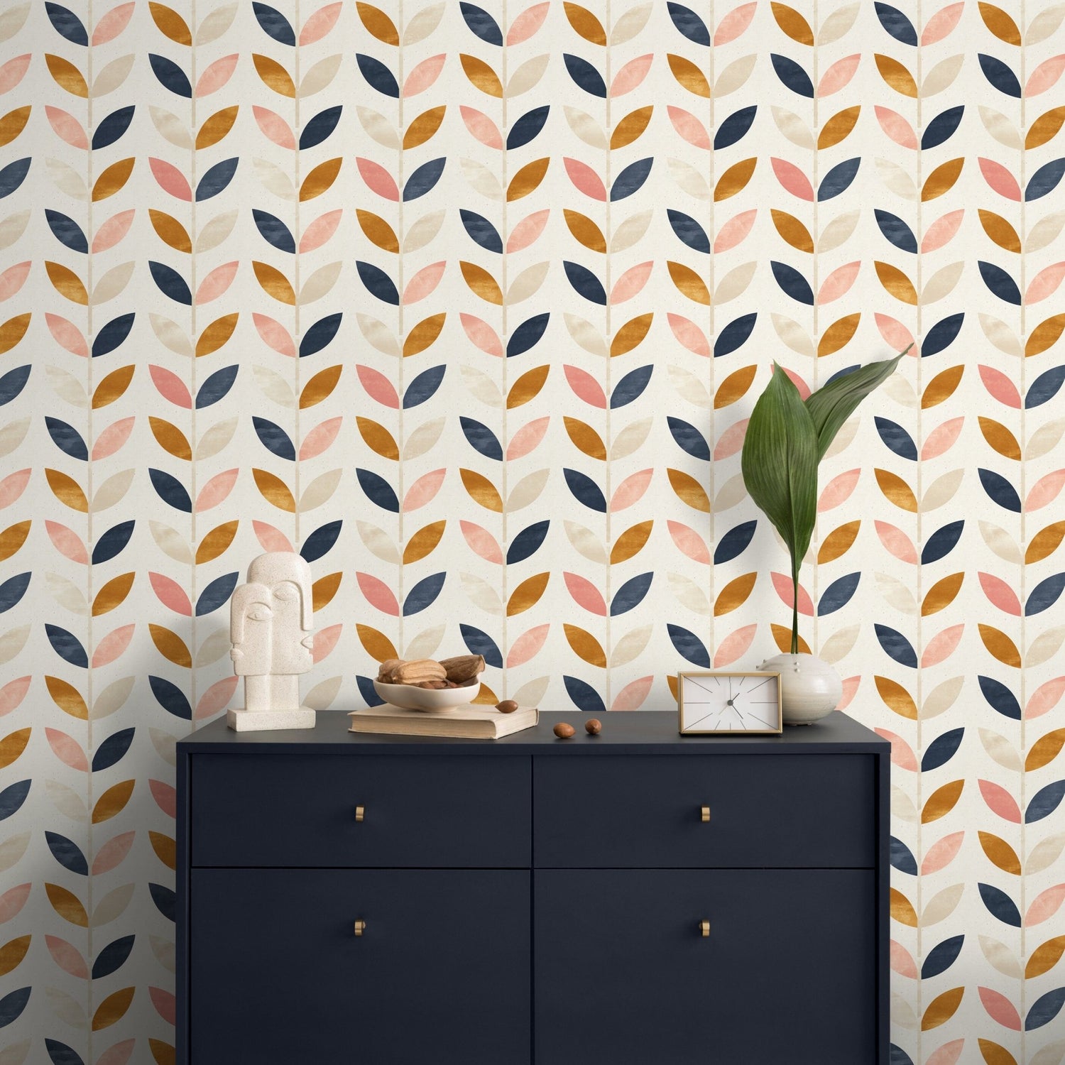 Abstract Leaf Pattern Wallpaper - A096 - WallTrend